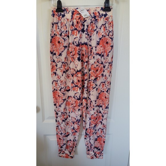 Women's Tucker Silk Colorful Floral Print Pants - Picture 1 of 4